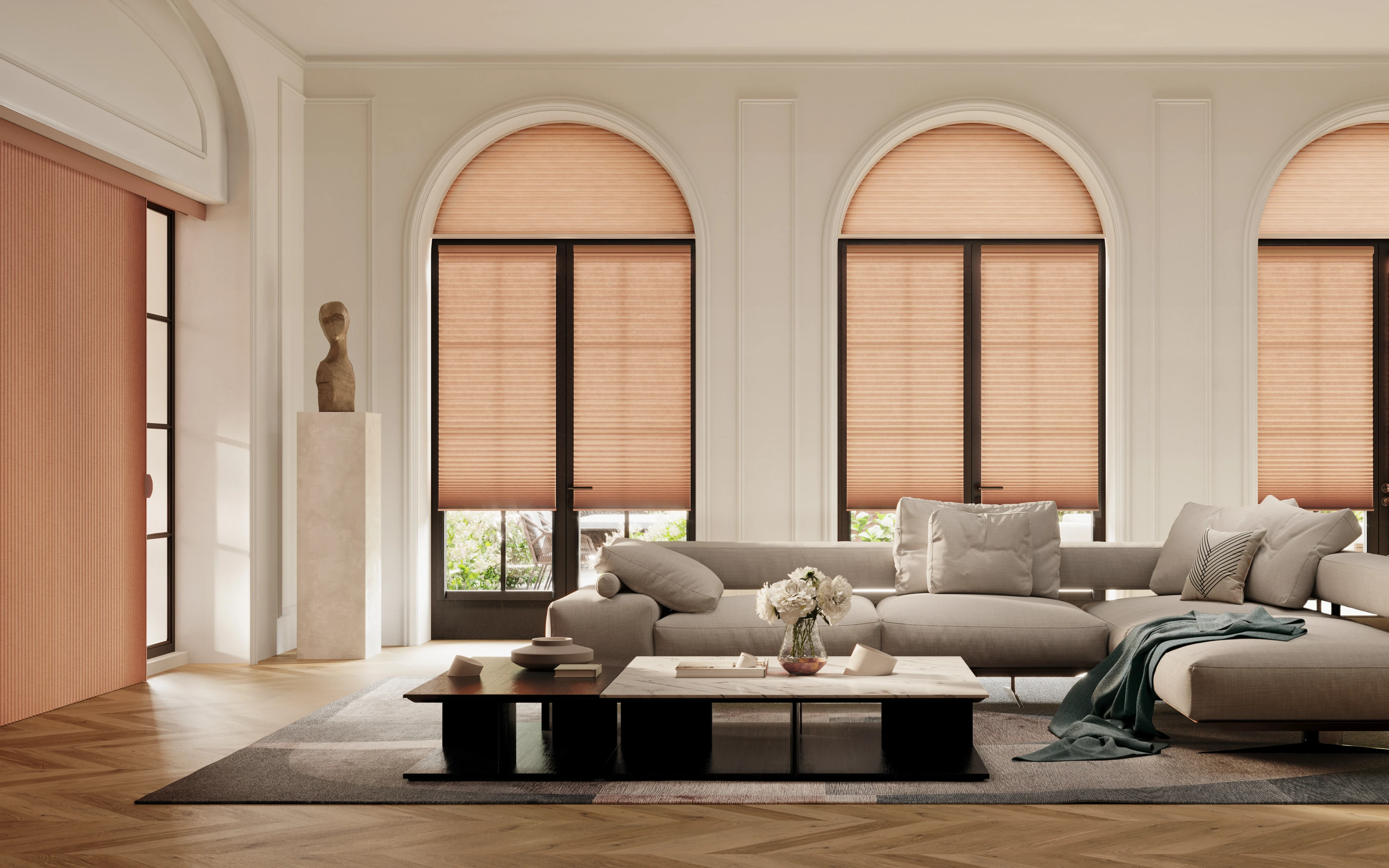 Hunter Douglas window shades in a modern interior